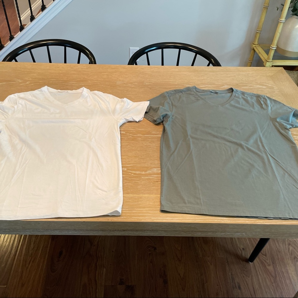 Two medium Marine Layer V neck t shirts (lot).